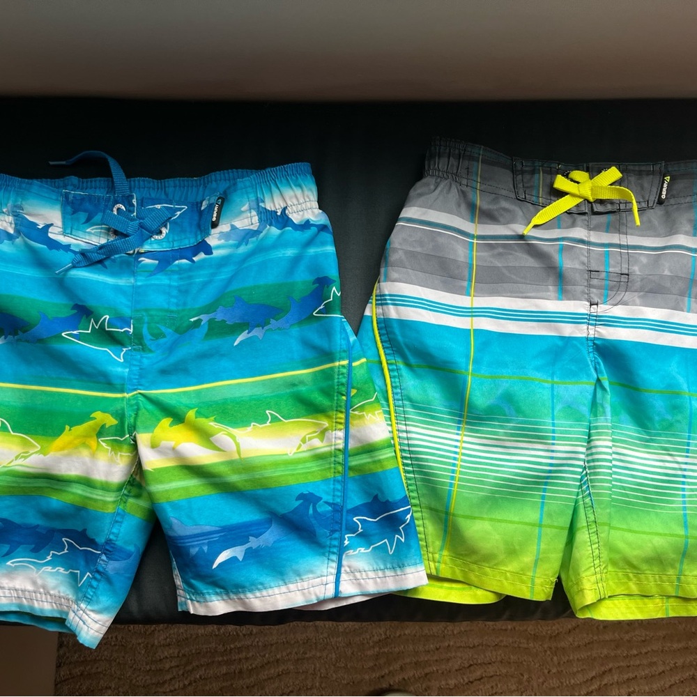 Gerry Weber Kids Shark and Plaid Shorts Set - Blue and Green